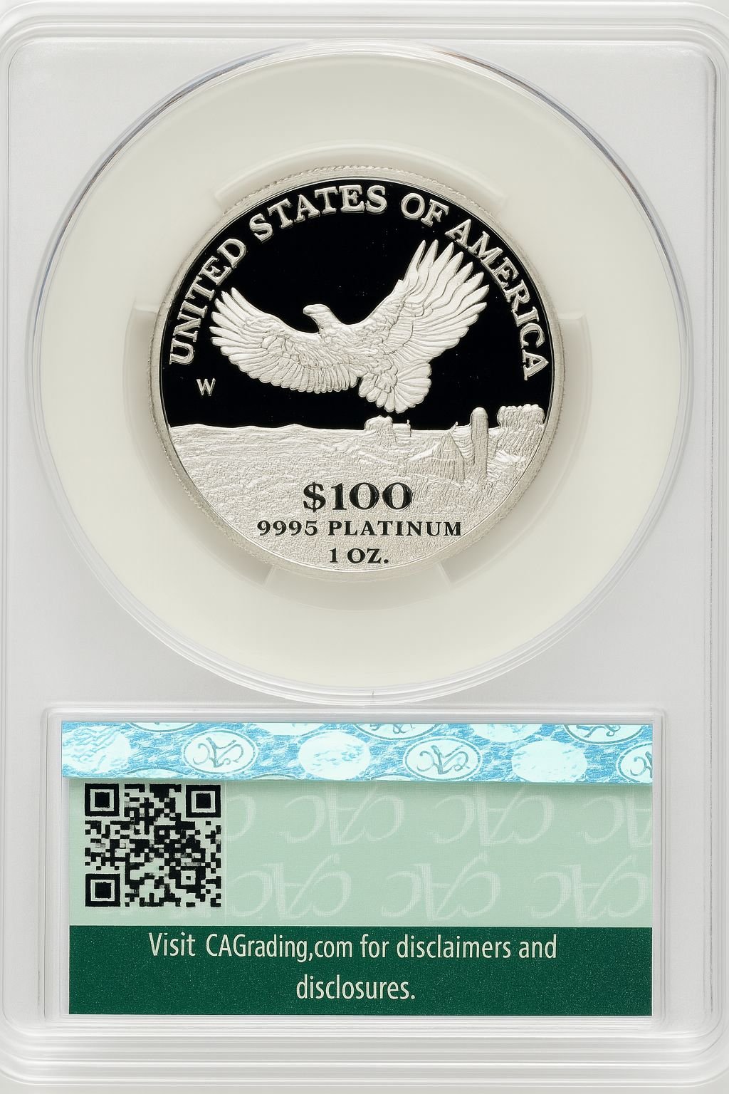 2000-W $100 One-Ounce Platinum Eagle Statue of Liberty Brown Label CACG PR70 - Image 2