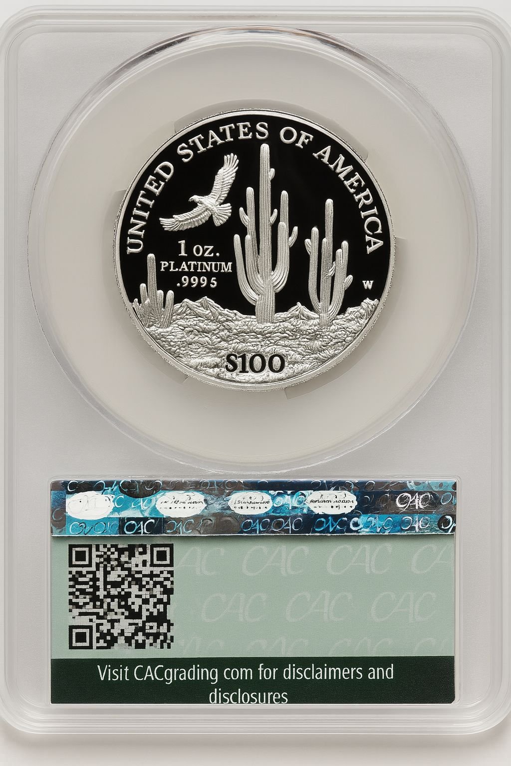 2001-W $100 One-Ounce Platinum Eagle Statue of Liberty Mike Castle CACG PR70 - Image 2
