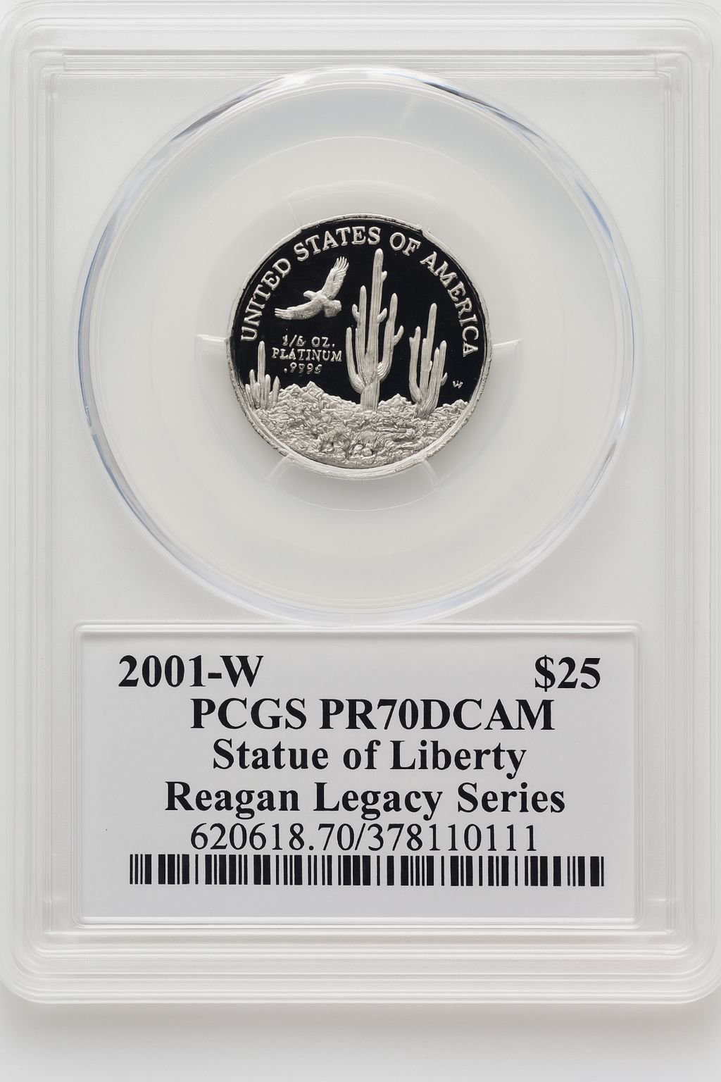 2001-W $25 Quarter-Ounce Platinum Eagle Statue of Liberty Michael Reagan Reagan Legacy Series PCGS PR70 - Image 2