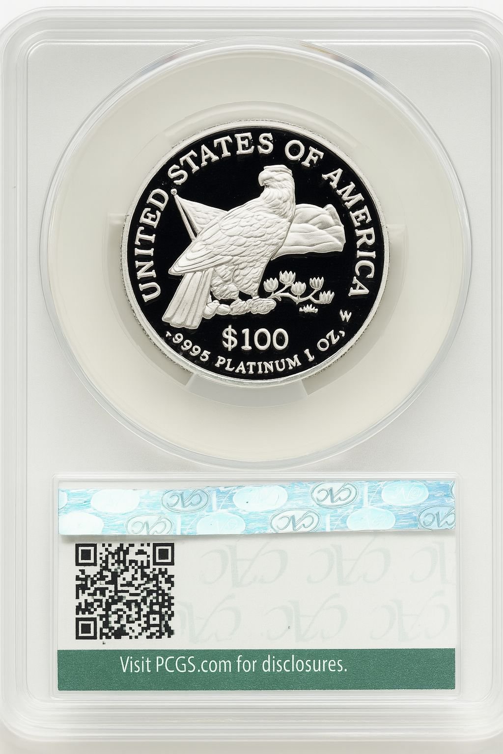 2003-W $100 One-Ounce Platinum Eagle Statue of Liberty Blue Gradient CACG PR70 - Image 2