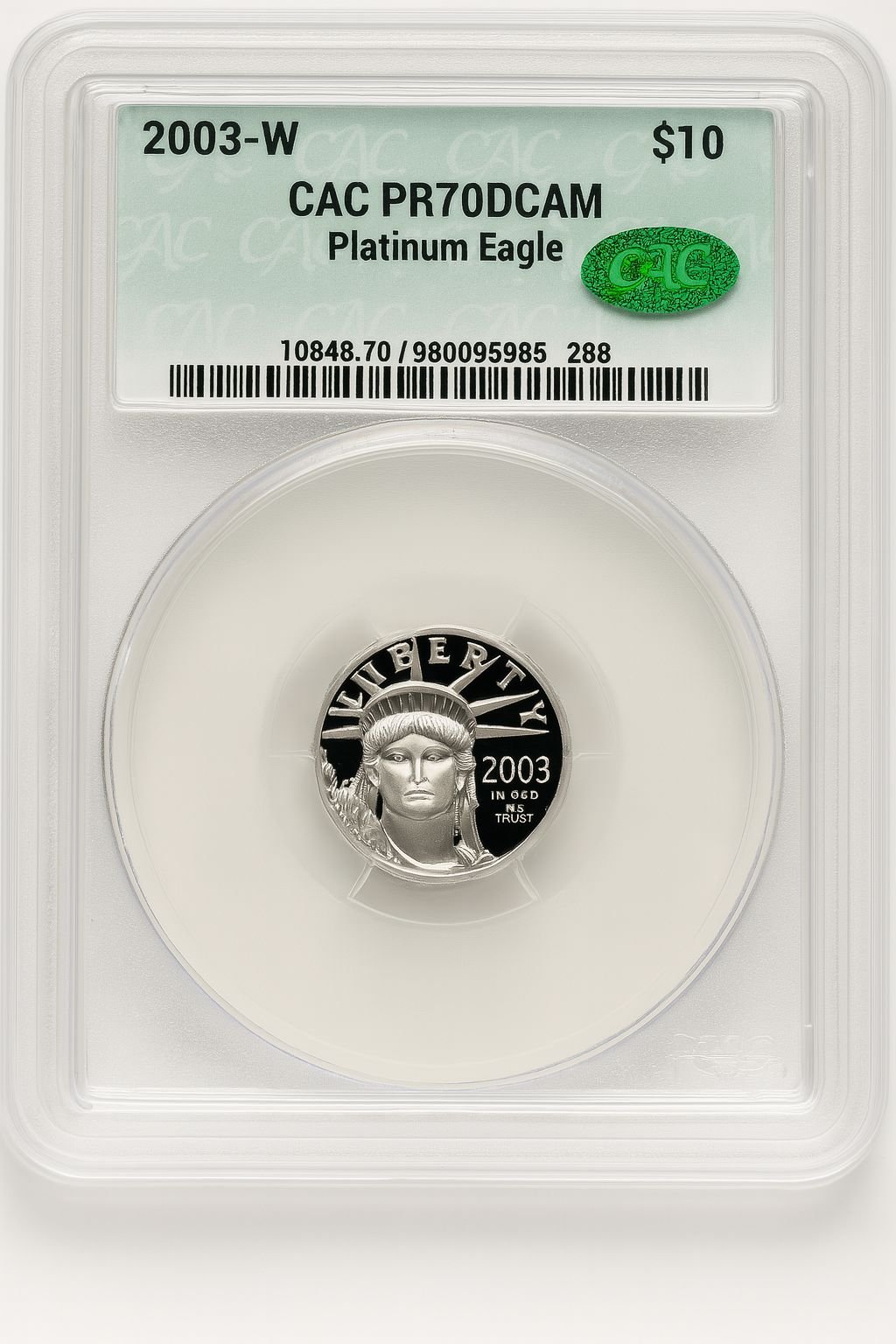 2003-W $10 Tenth-Ounce Platinum CACG PR70