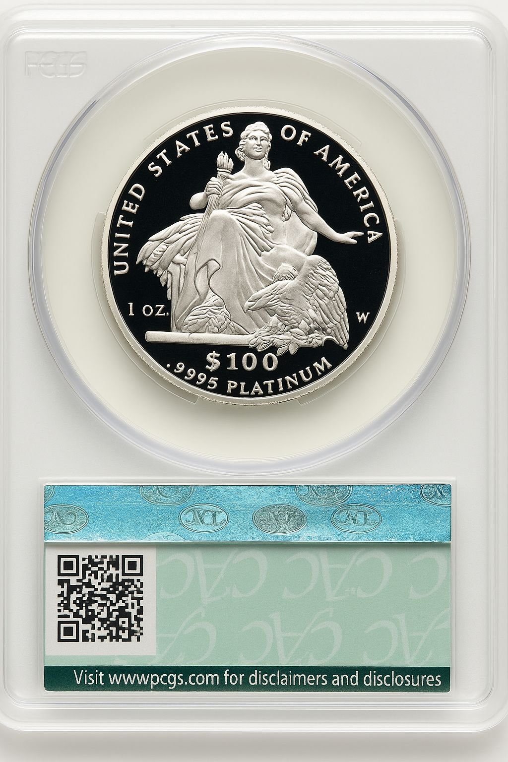 2004-W P$100 One-Ounce American Platinum Eagle Statue of Liberty Brown Label CACG PR70 - Image 2