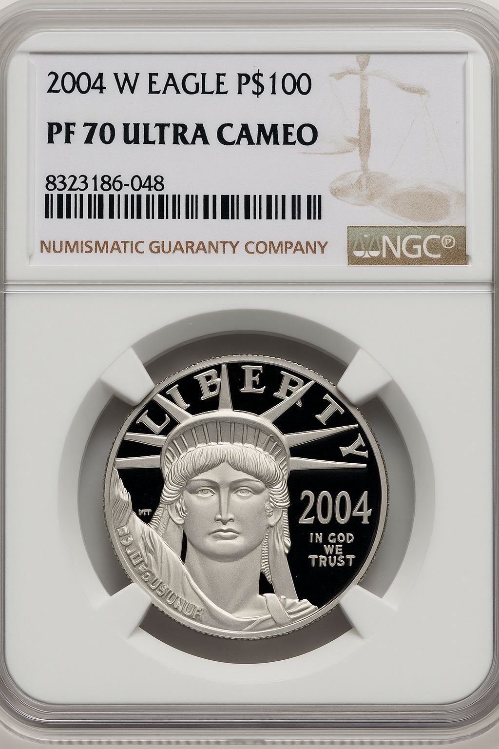 2004-W P$100 One-Ounce American Platinum Eagle Statue of Liberty Brown Label NGC PF70 (519548154)