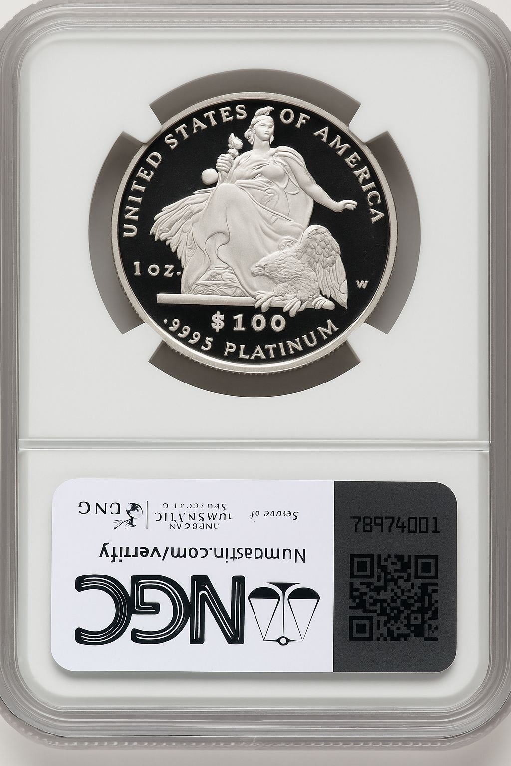 2004-W P$100 One-Ounce American Platinum Eagle Statue of Liberty Brown Label NGC PF70 (519548154) - Image 2