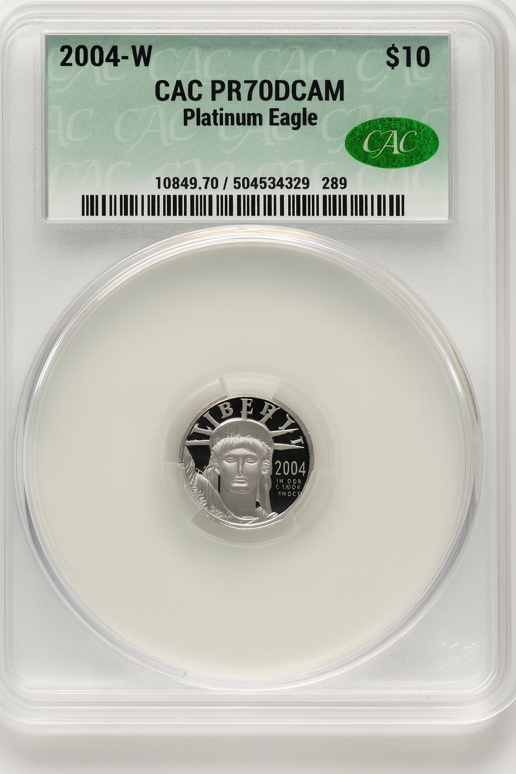2004-W P$10 Tenth-Ounce Platinum Eagle CACG PR70