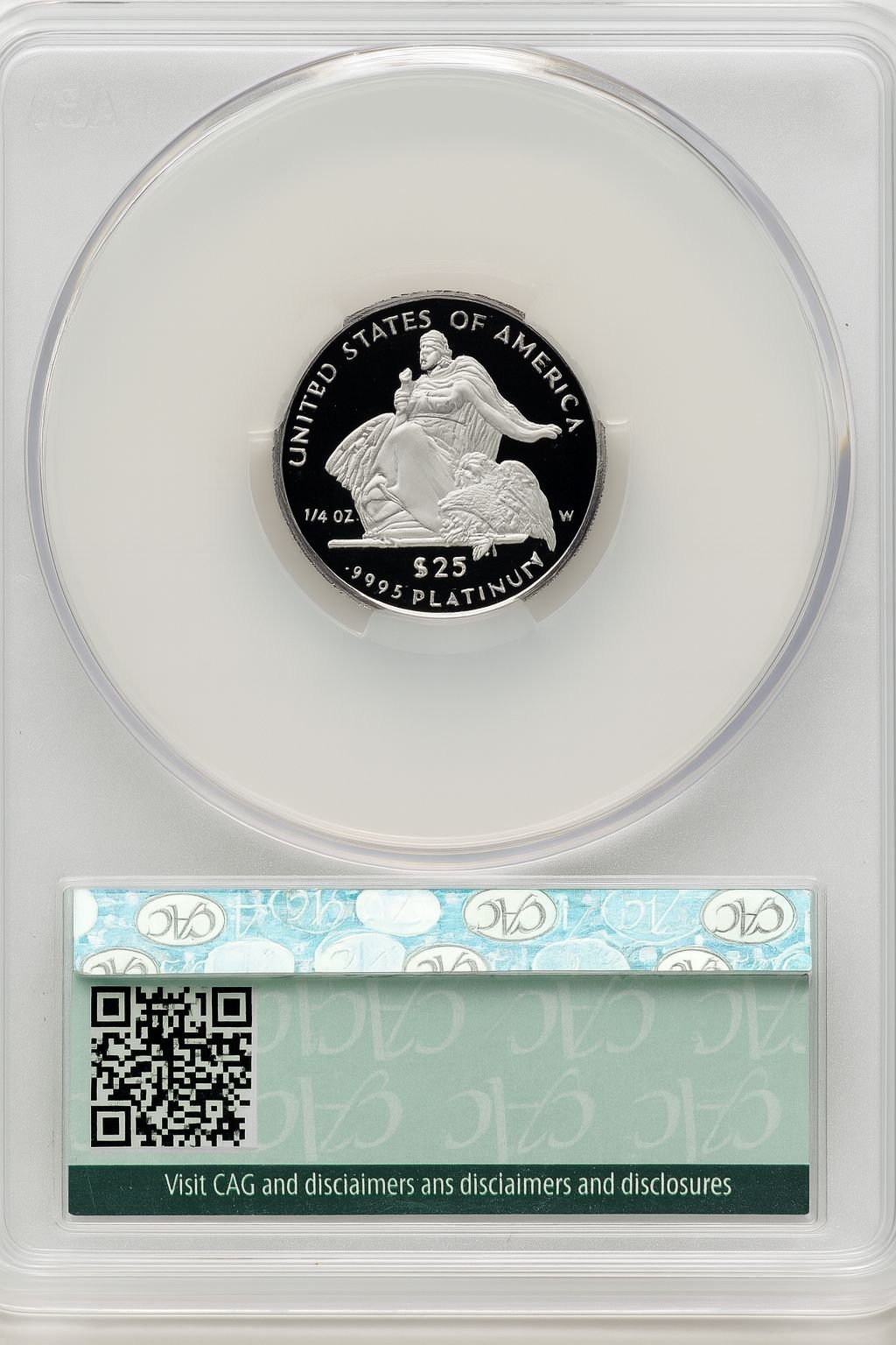 2004-W P$25 Quarter-Ounce Platinum Eagle Statue of Liberty Brown Label CACG PR70 - Image 2