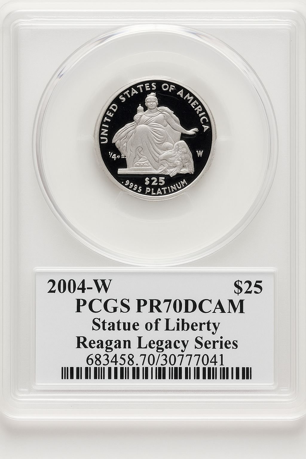2004-W P$25 Quarter-Ounce Platinum Eagle Statue of Liberty Michael Reagan Reagan Legacy Series PCGS PR70 - Image 2