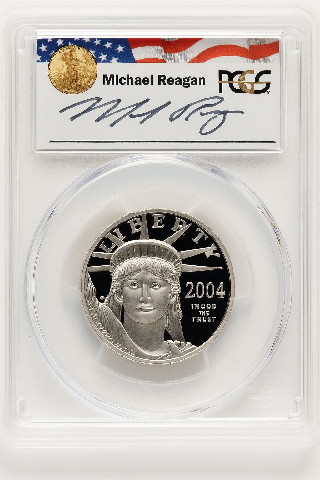 2004-W P$50 Half-Ounce Platinum Eagle Statue of Liberty Michael Reagan Reagan Legacy Series PCGS PR70