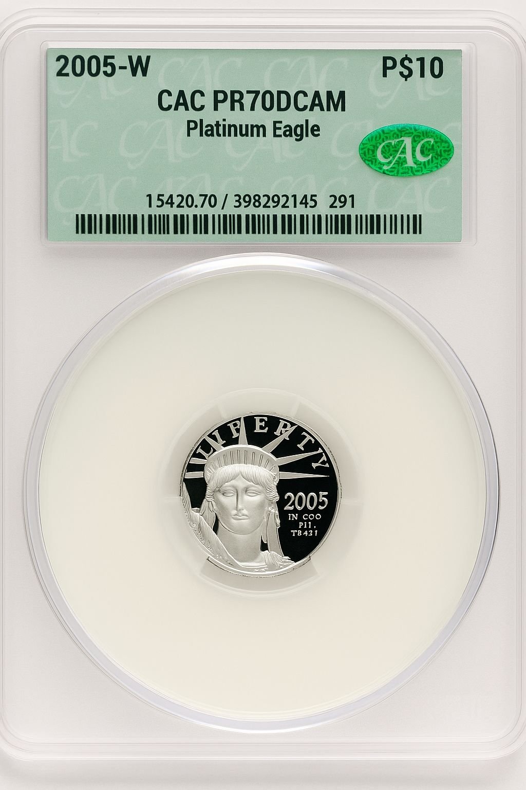 2005-W $10 Tenth-Ounce Platinum CACG PR70