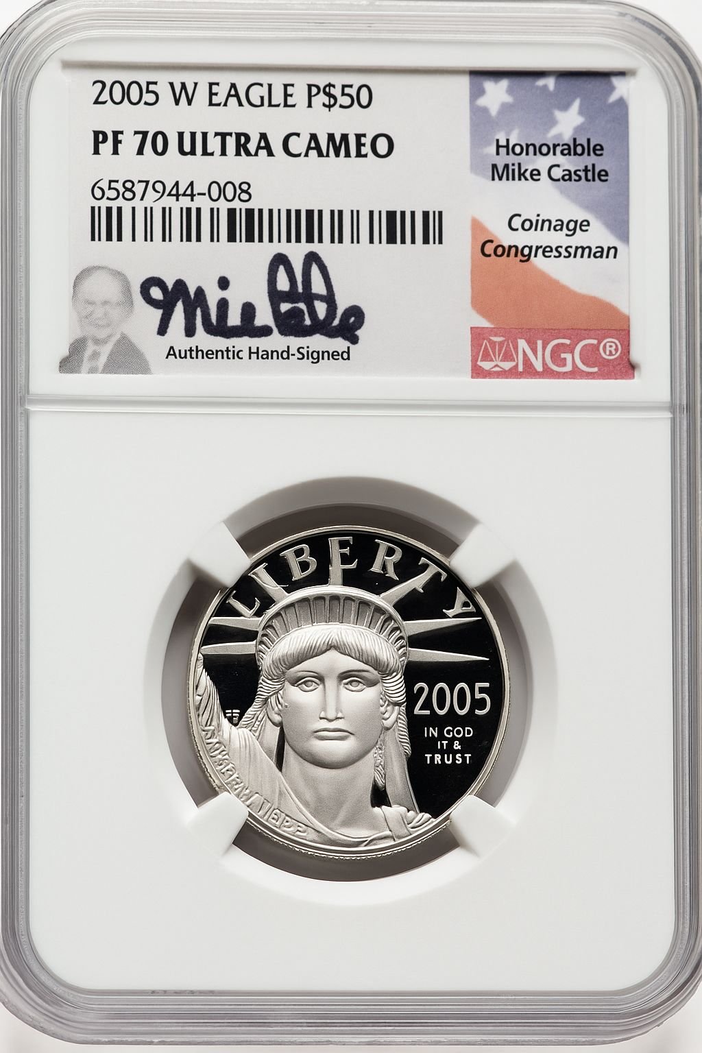 2005-W $50 Half-Ounce Platinum Eagle Statue of Liberty DC NGC PF70