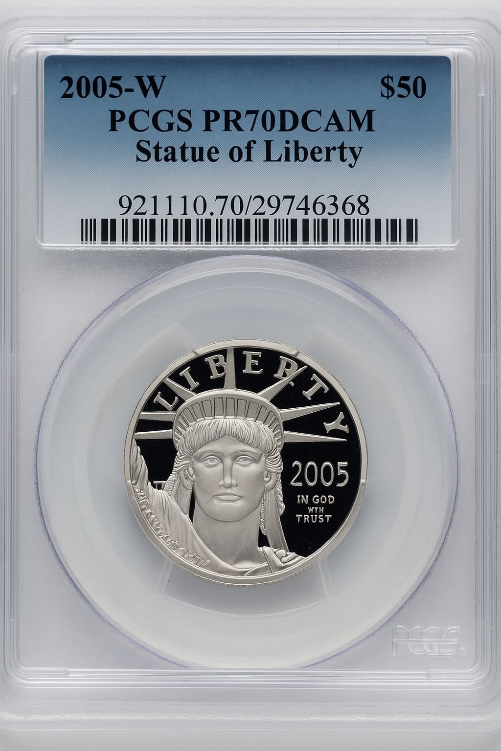 2005-W $50 Platinum Eagle Statue of Liberty PCGS PR70