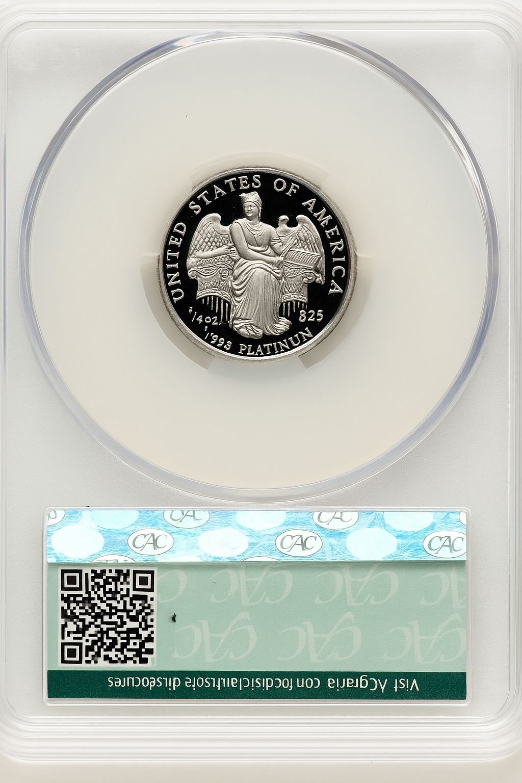 2006-W $25 Quarter-Ounce Platinum Eagle Statue of Liberty Brown Label CACG PR70 - Image 2