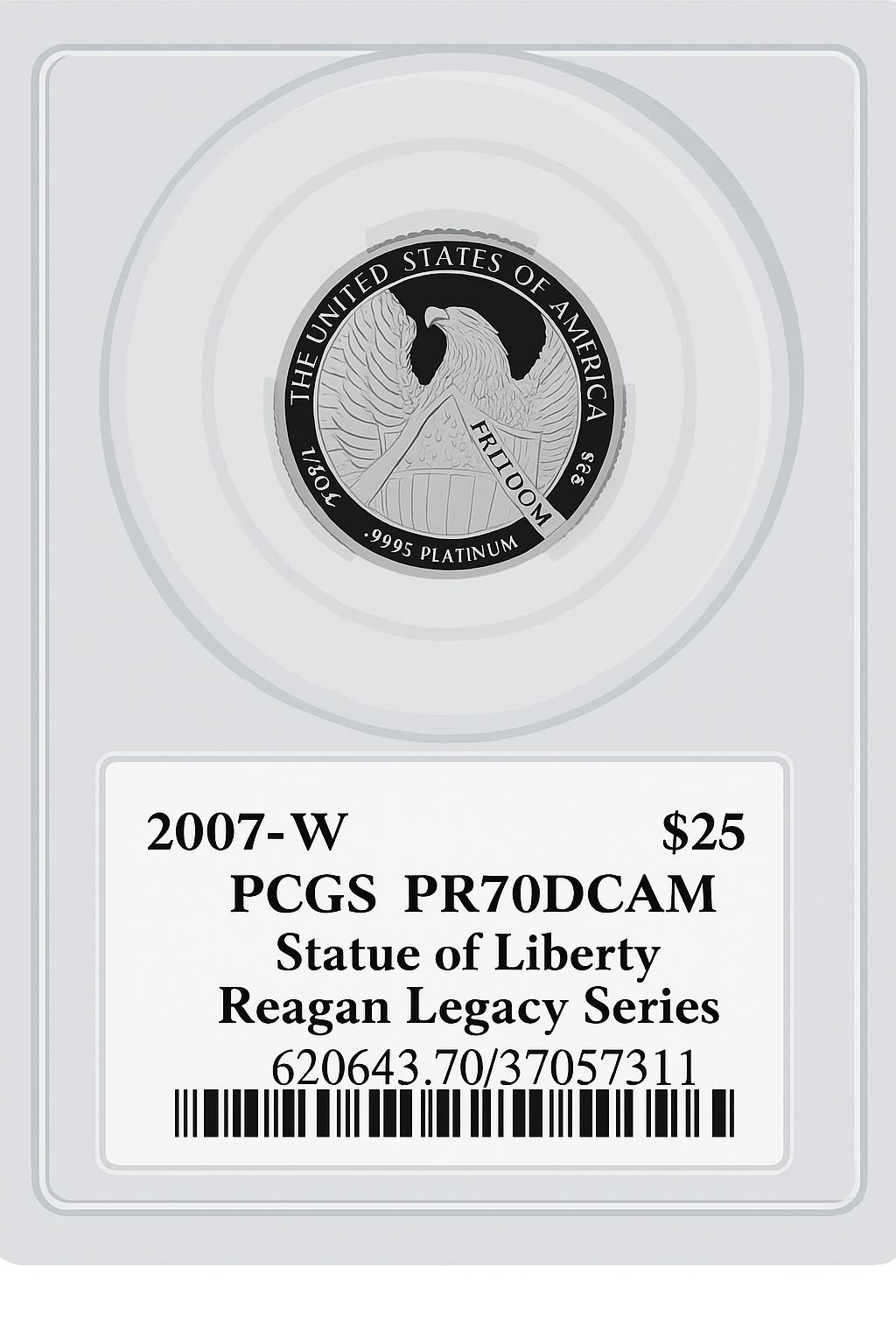 2007-W $25 Quarter-Ounce Platinum Eagle Statue of Liberty Michael Reagan Reagan Legacy Series PCGS PR70 - Image 2