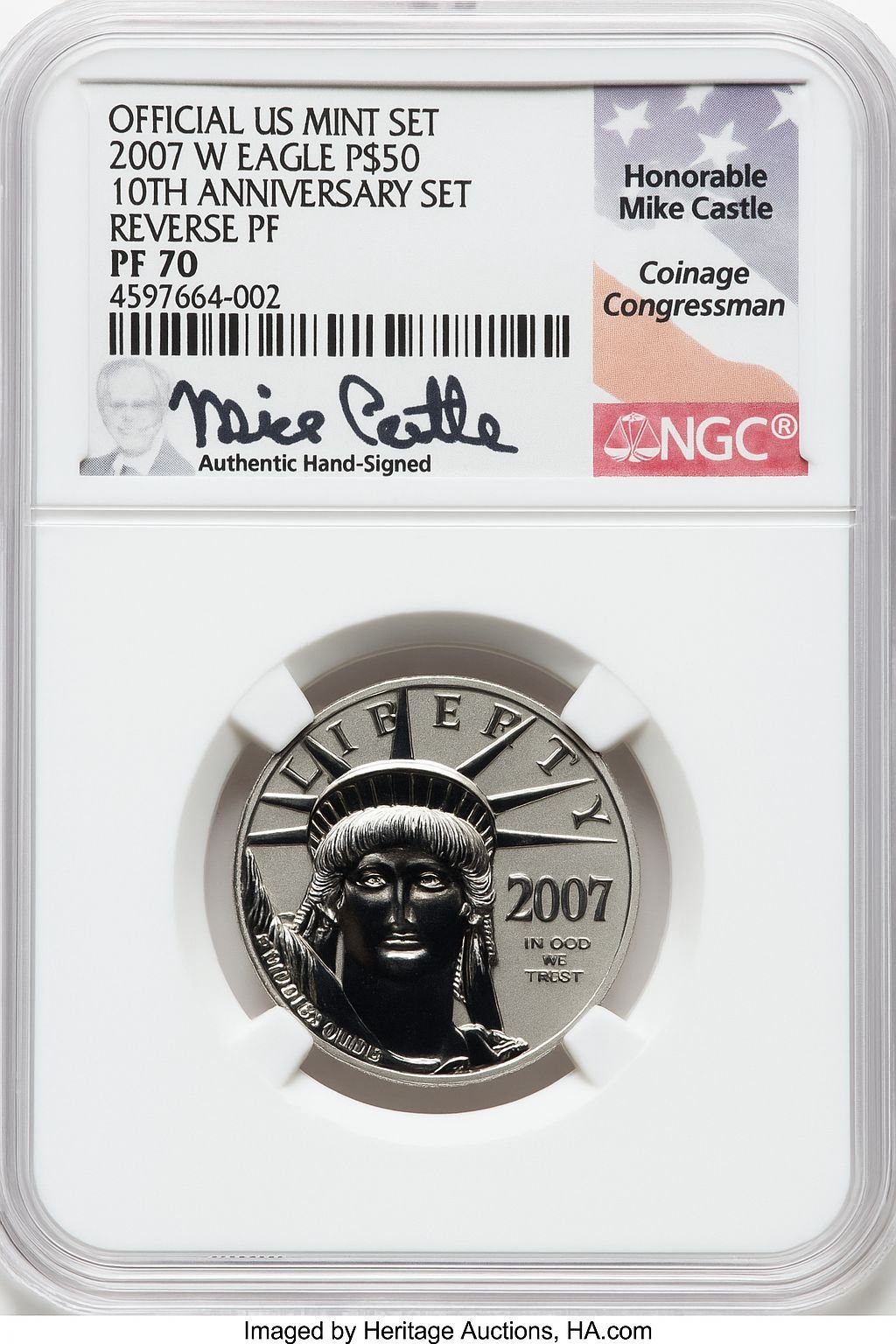 2007-W $50 Half-Ounce Platinum Eagle Reverse Proof NGC PF70 (770569102)