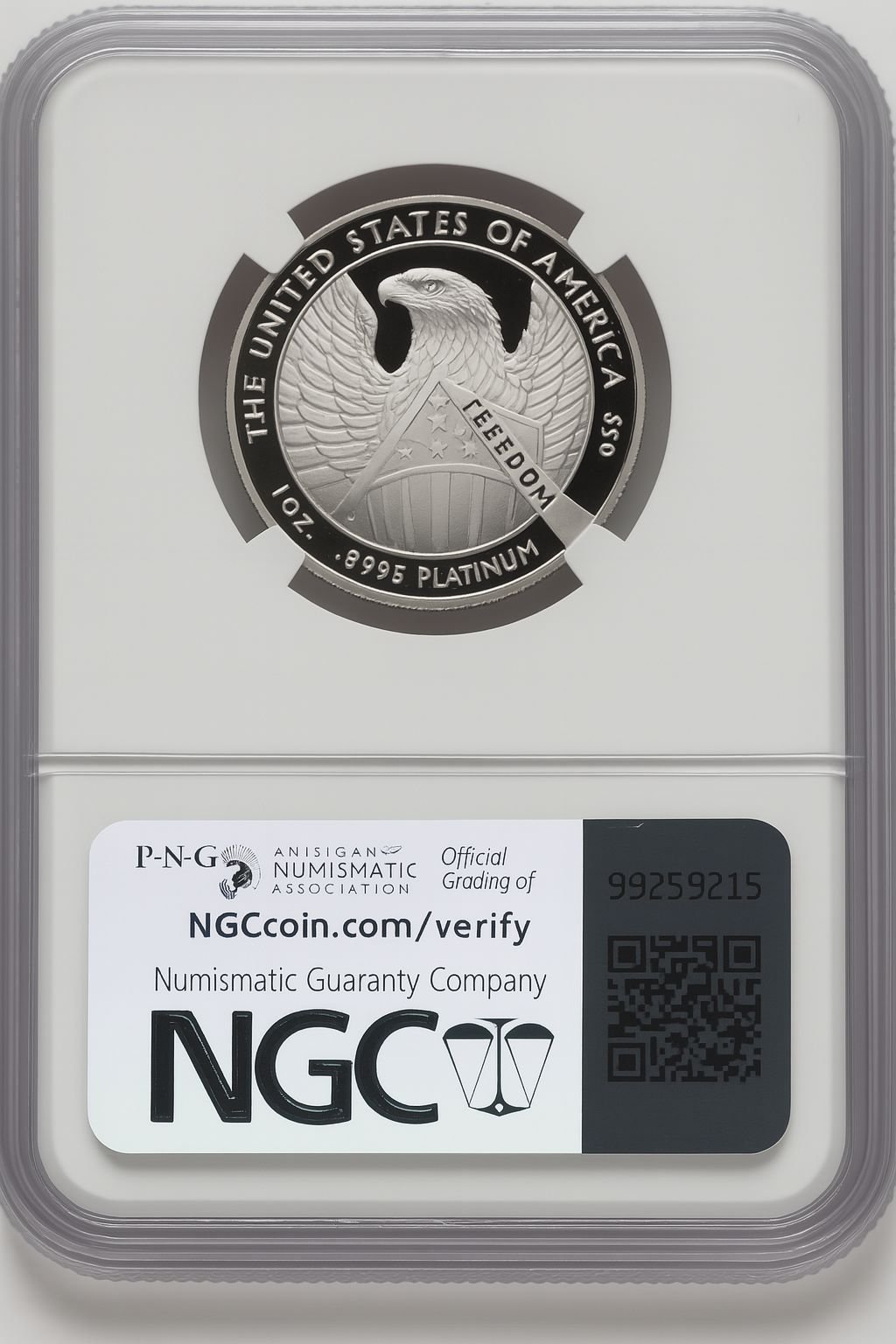 2007-W $50 Half-Ounce Platinum Eagle Statue of Liberty Mike Castle Signature NGC PF70 - Image 2
