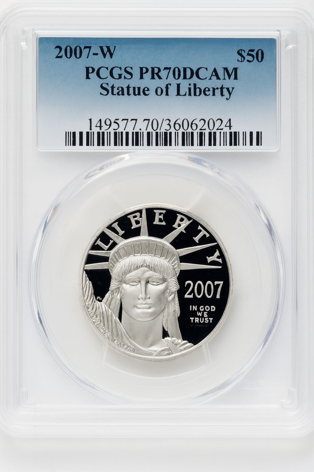 2007-W $50 Half-Ounce Platinum Eagle Statue of Liberty PCGS PR70
