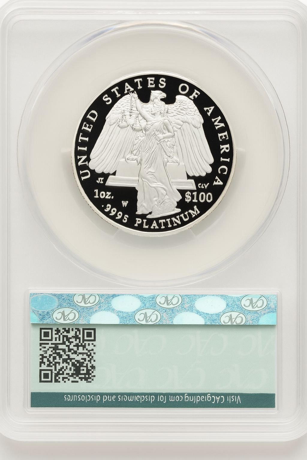 2008-W $100 One-Ounce Platinum Eagle Statue of Liberty Brown Label CACG PR70 - Image 2