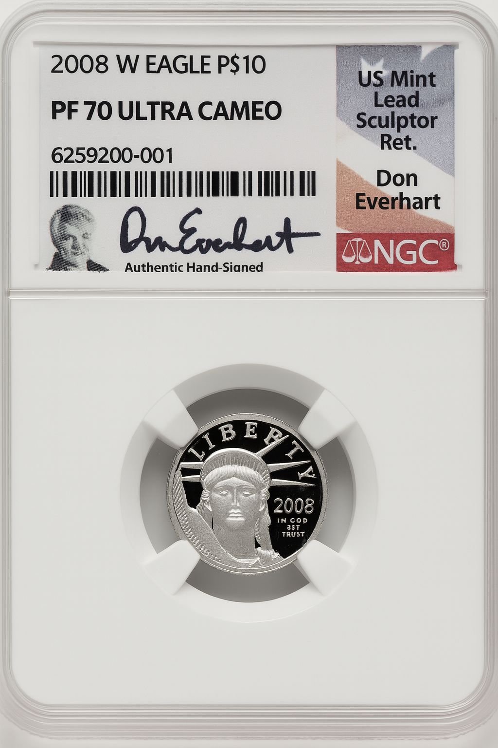 2008-W $10 Tenth-Ounce Platinum Eagle Don Everhart NGC PF70