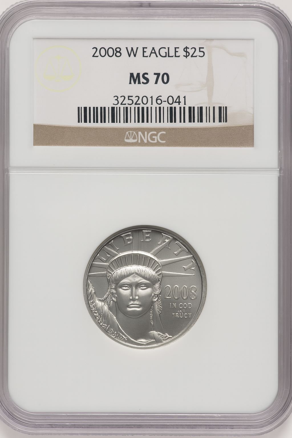 2008-W $25 Quarter-Ounce Platinum Eagle Brown Label NGC MS70 (777192003)