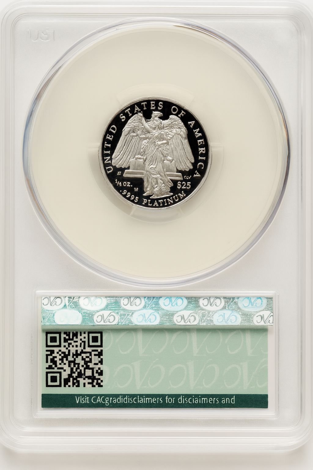 2008-W $25 Quarter-Ounce Platinum Eagle Statue of Liberty Brown Label CACG PR70 - Image 2