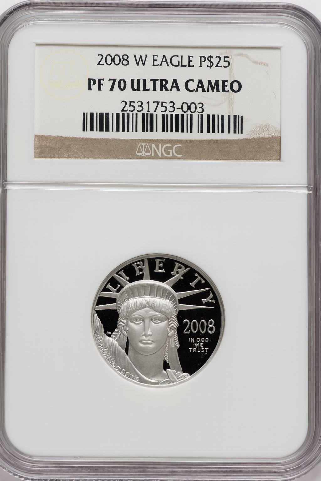 2008-W $25 Quarter-Ounce Platinum Eagle Statue of Liberty NGC PF70 (505950067)