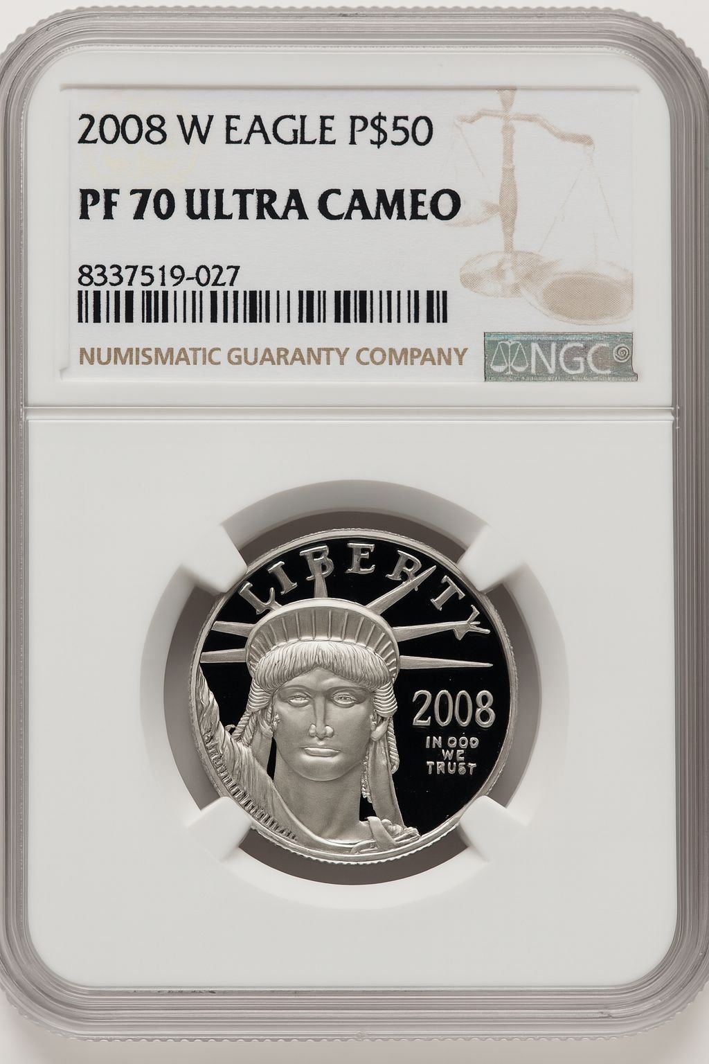 2008-W $50 Half-Ounce Platinum Brown Label NGC PF70 (774692054)