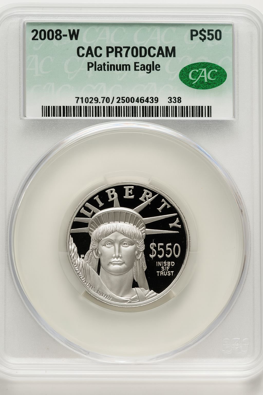 2008-W $50 Half-Ounce Platinum CACG PR70
