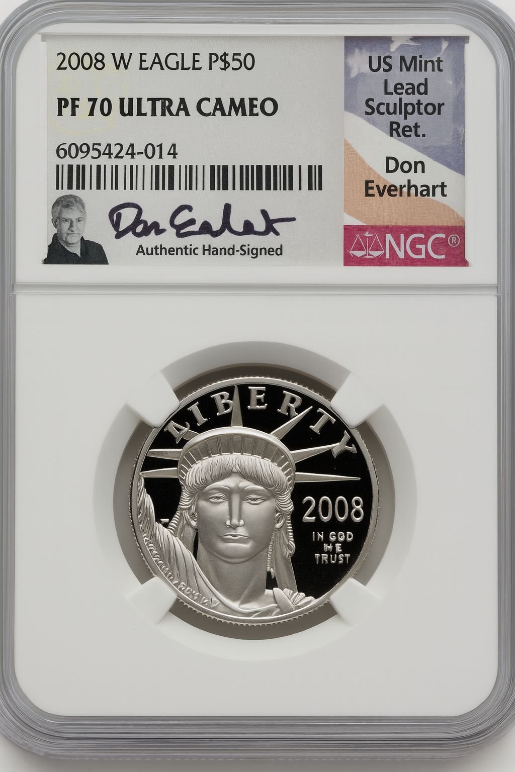2008-W $50 Half-Ounce Platinum Don Everhart NGC PF70