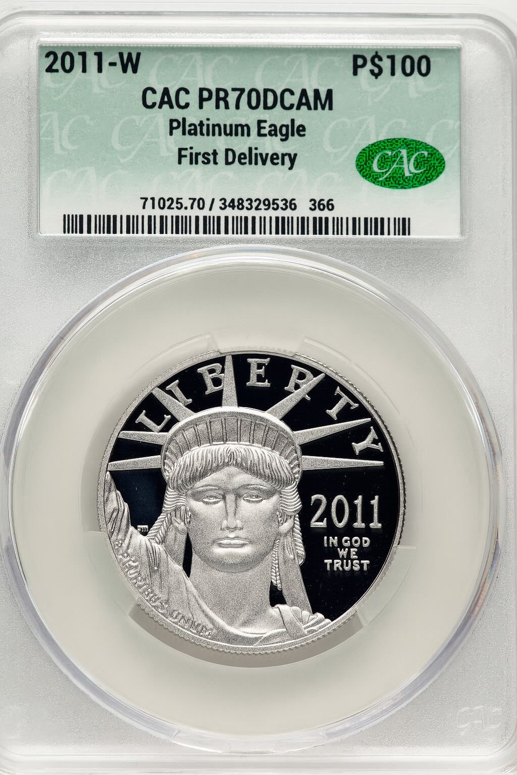 2011-W $100 One-Ounce Platinum Eagle First Strike First Delivery CACG PR70
