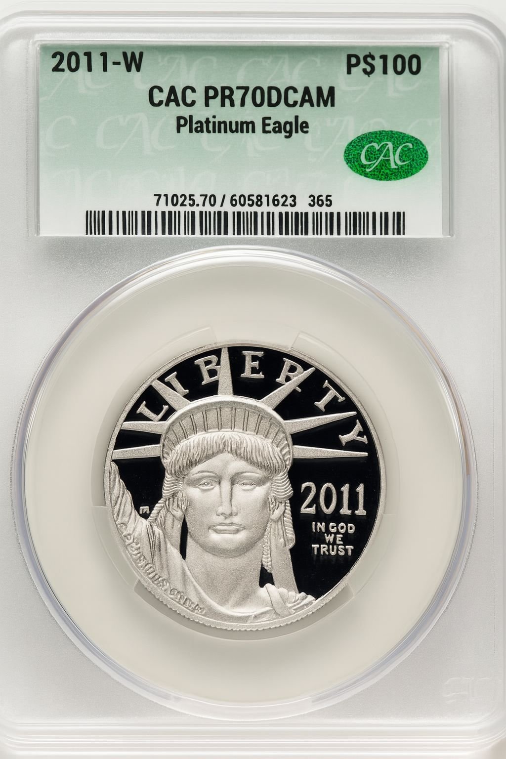 2011-W $100 One-Ounce Platinum Eagle Statue of Liberty CACG PR70