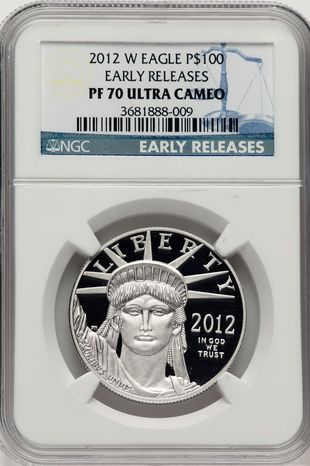 2012-W $100 One-Ounce Platinum Eagle First Strike ER Blue NGC PF70 (776964007)