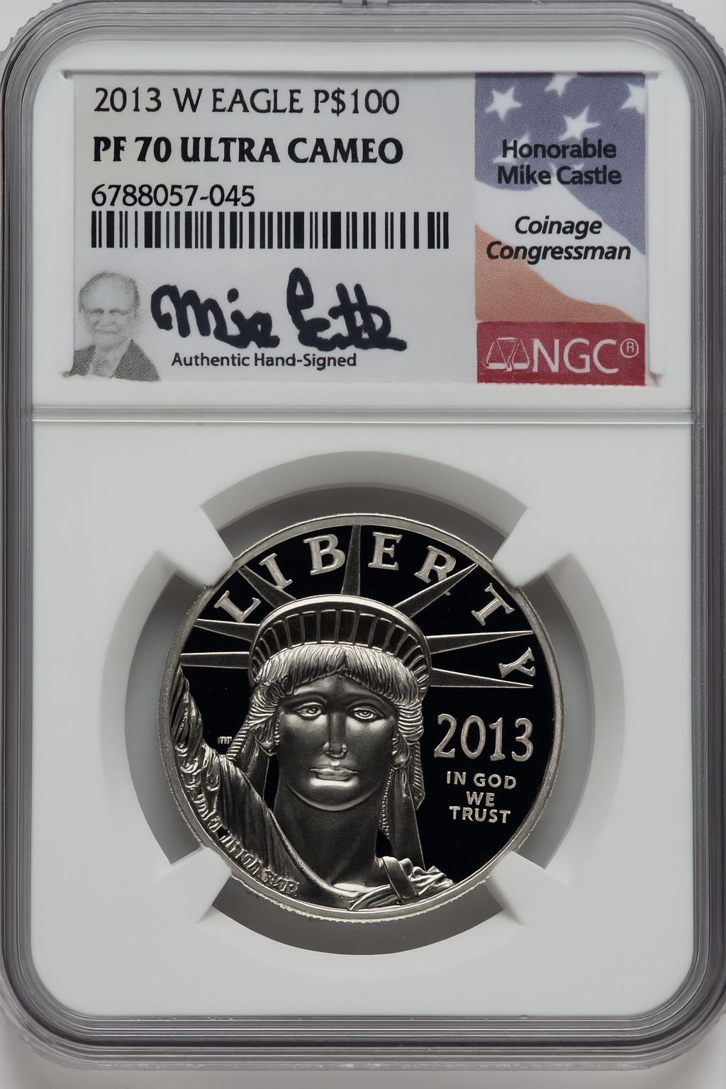 2013-W $100 One-Ounce Platinum Eagle Mike Castle Signature NGC PF70