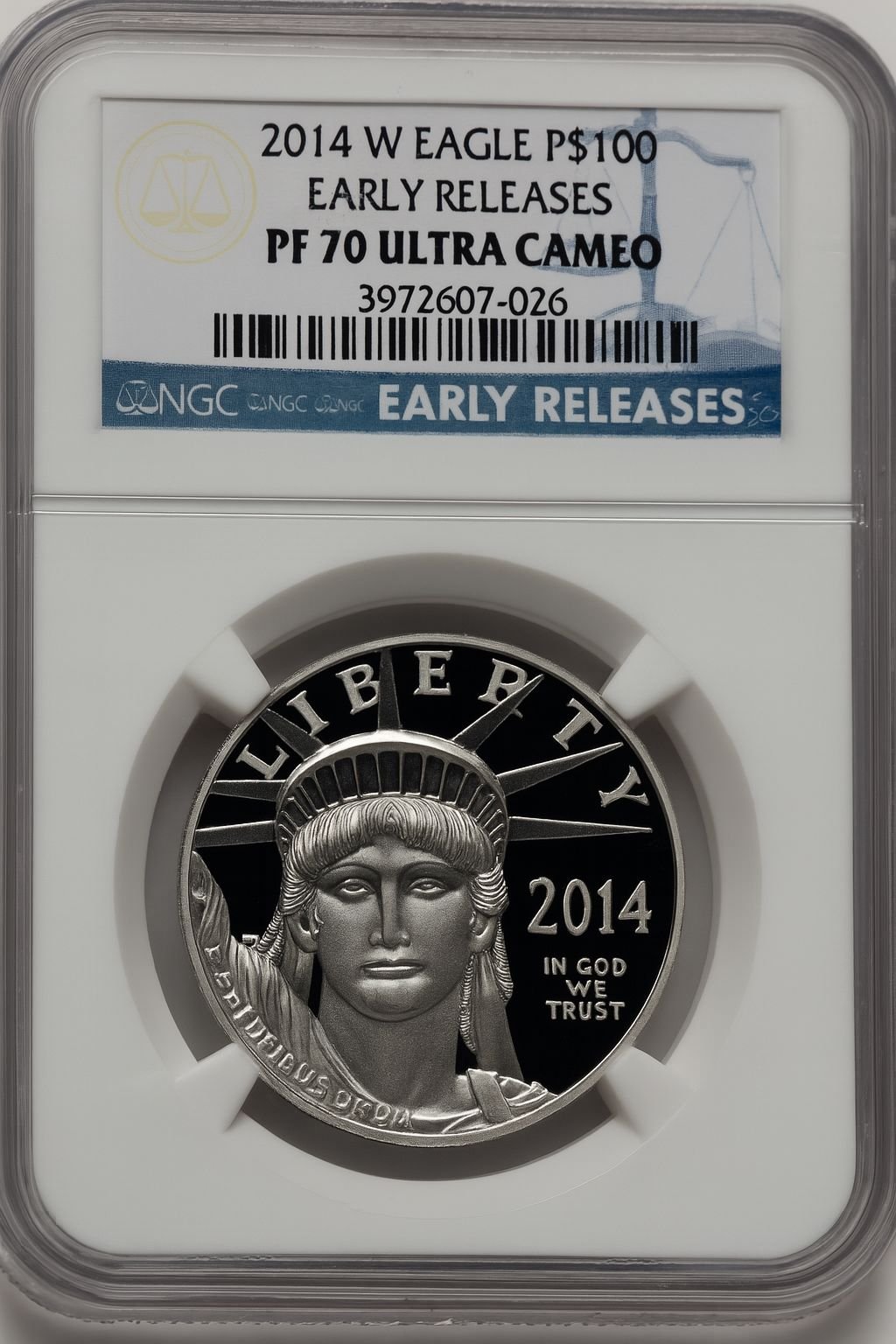 2014-W $100 One-Ounce Platinum Eagle First Strike ER Blue NGC PF70 (520050080)