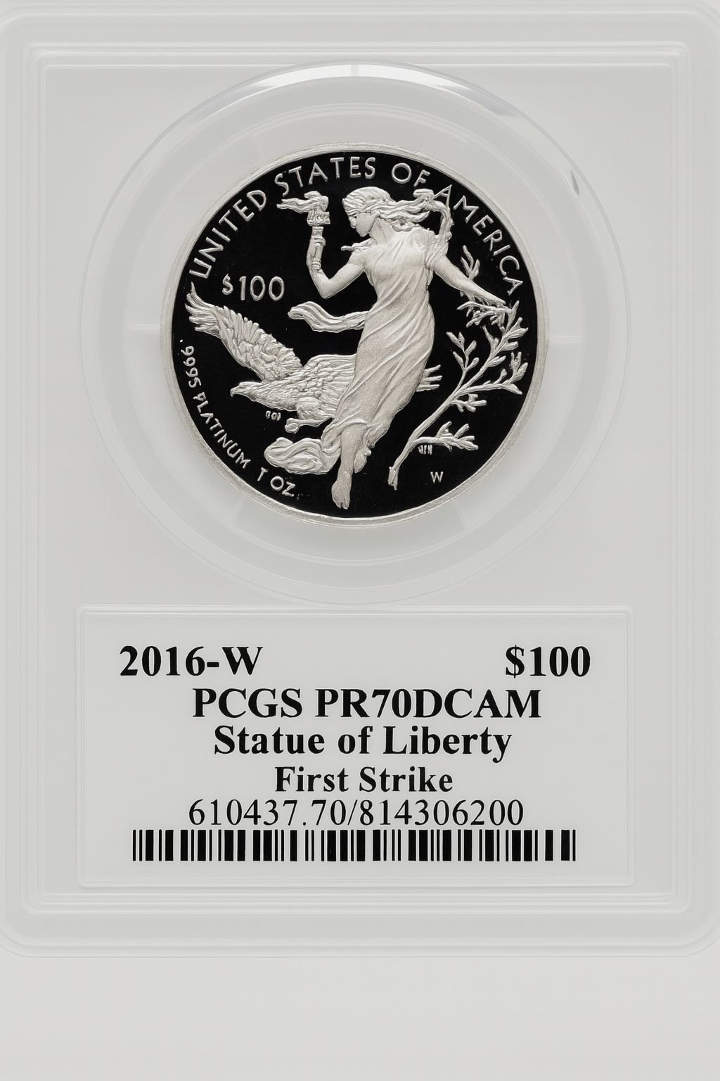 2016-W $100 One-Ounce Platinum Eagle First Strike Mercanti FS John Mercanti PCGS PR70 - Image 2