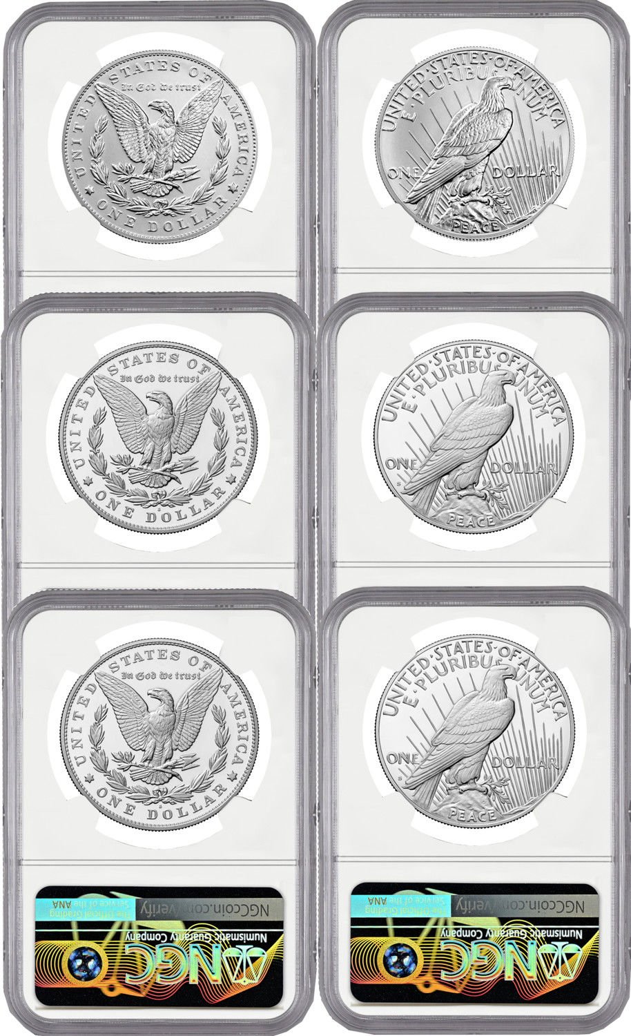 2024 Morgan and Peace Silver Dollar 6-Coin Set FDI NGC MS70/PF70/RP70 - Image 2