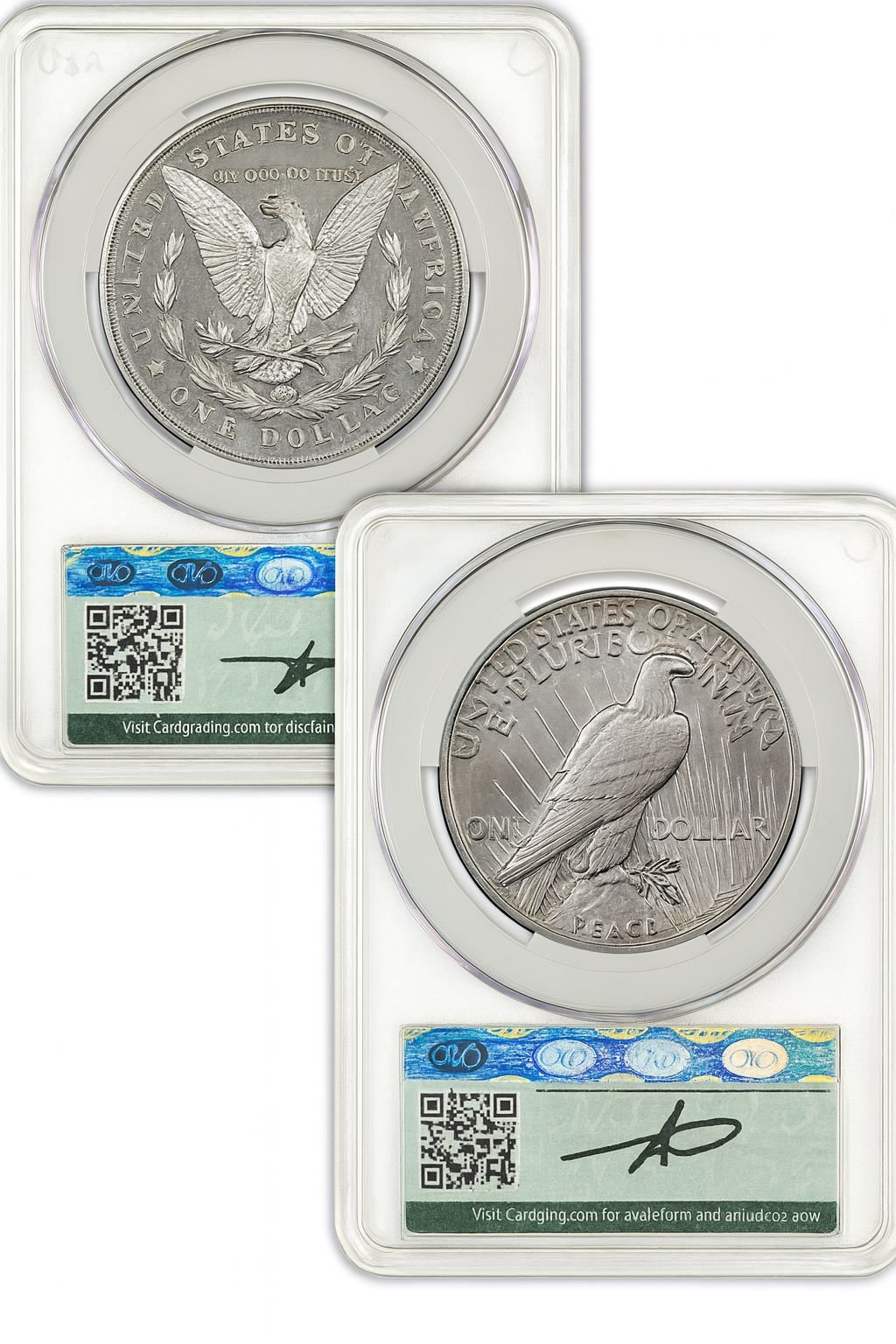 2025 Morgan and Peace Silver Dollar 2pc Set AD CAC MS70 Founders Label - Image 2