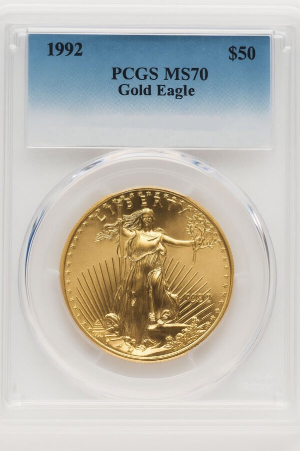 1992 $50 One-Ounce Gold Eagle Blue Gradient PCGS MS70