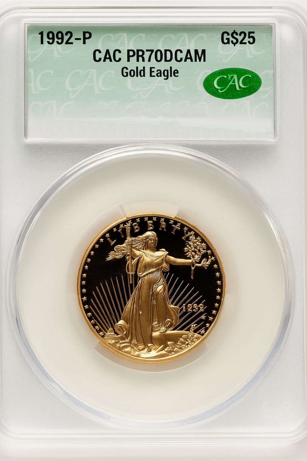 1992-P $25 Half-Ounce Gold Eagle CACG PR70