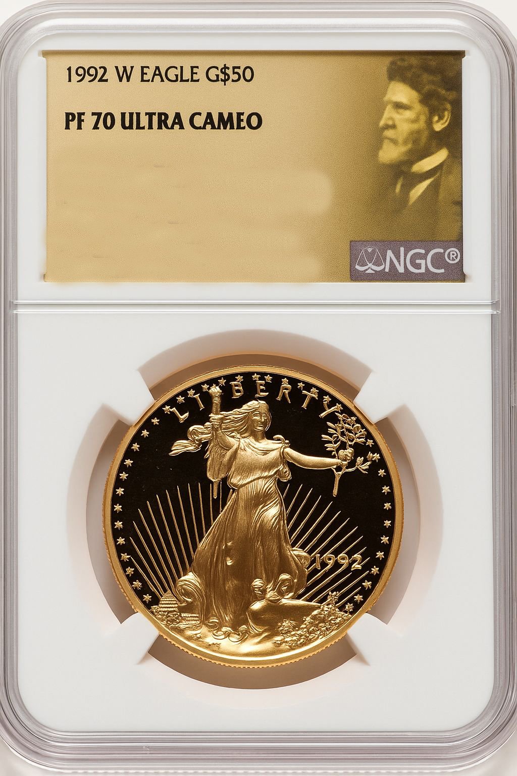 1992-W $50 One-Ounce Gold Eagle St. Gaudens Signature NGC PF70