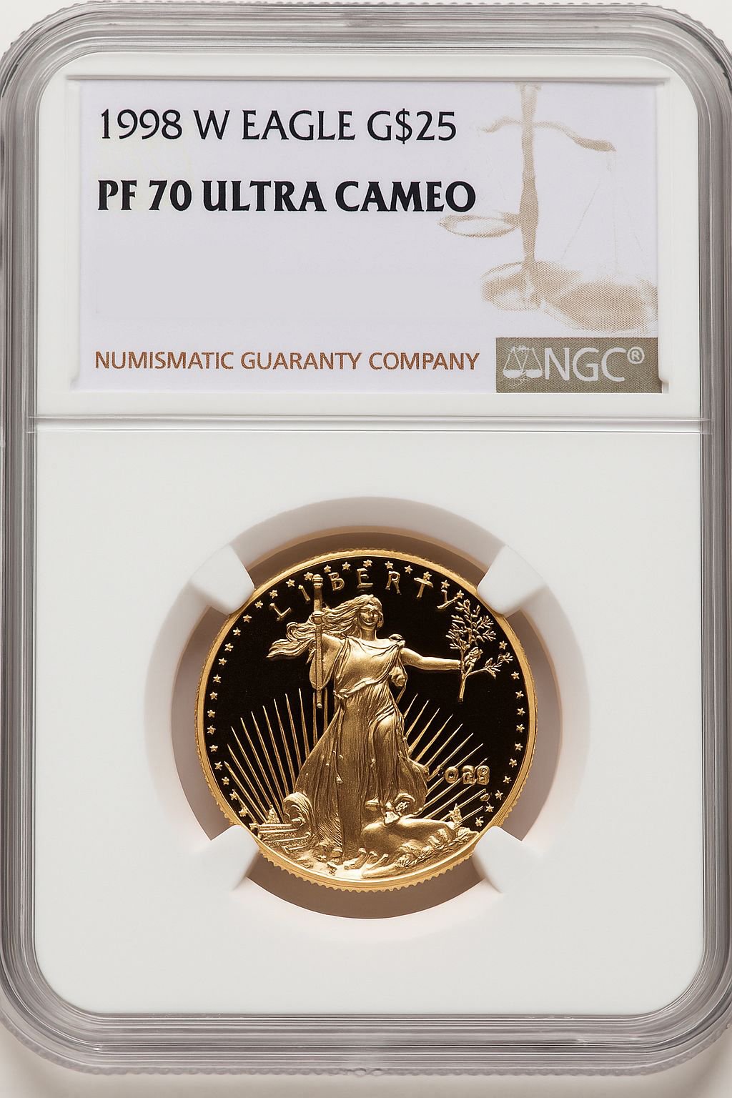 1998-W $25 Half-Ounce Gold Eagle Brown Label NGC PF70 (774348015)