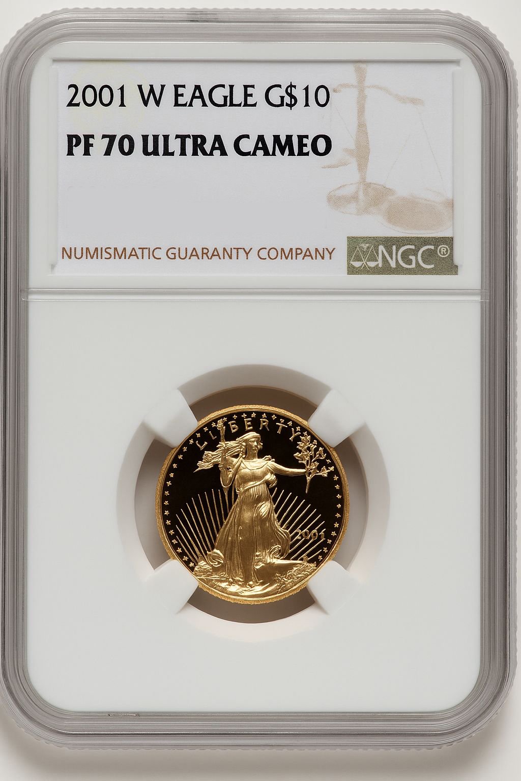 2001-W $10 Quarter-Ounce Gold Eagle Brown Label NGC PF70 (768397121)